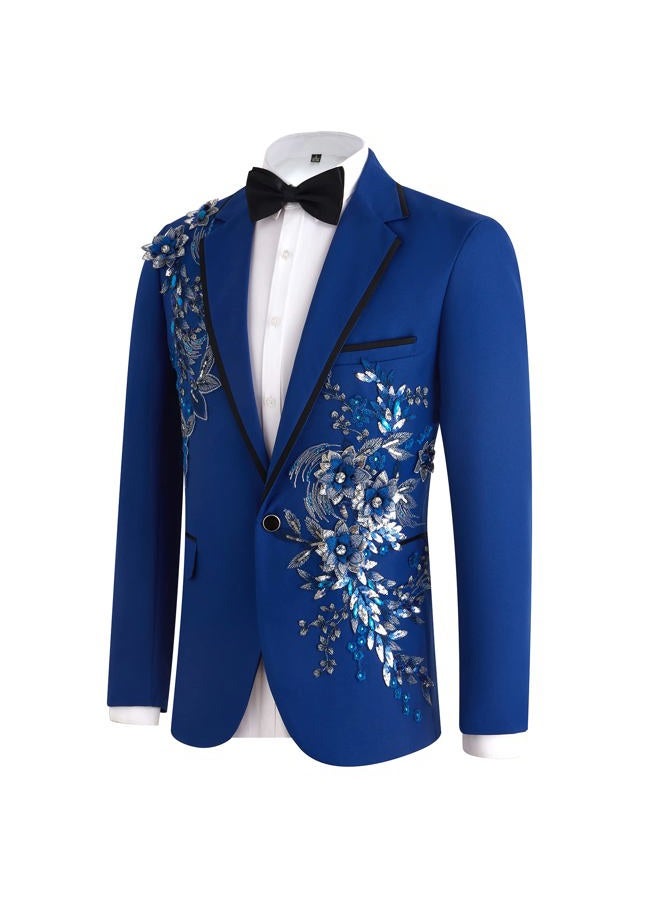 Catheive Mens Suits Slim Fit 2 Piece Floral Tuxedo Suits Blazer Pants with Bow Tie for Wedding Prom - Image 4
