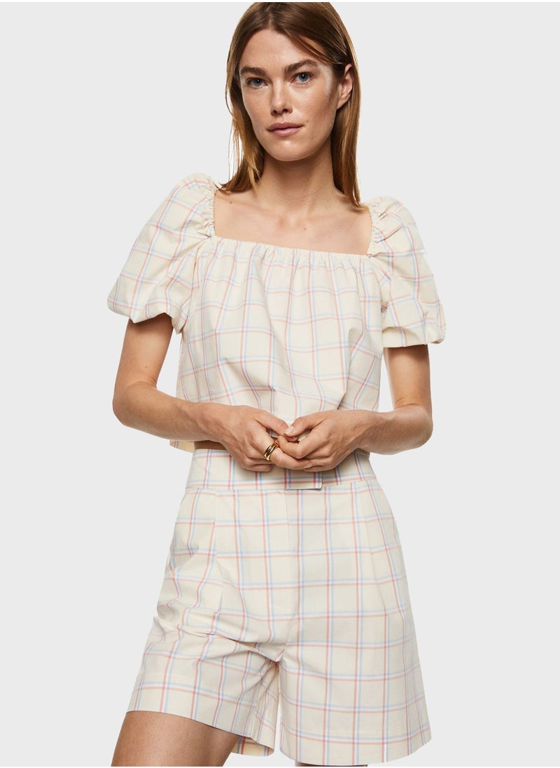 MANGO - Puff Sleeve Square Neck Top - Image 1