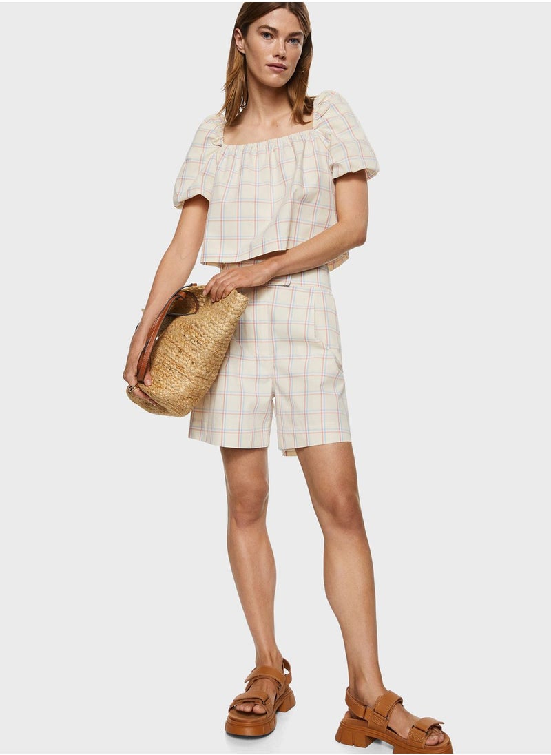MANGO - Puff Sleeve Square Neck Top - Image 1
