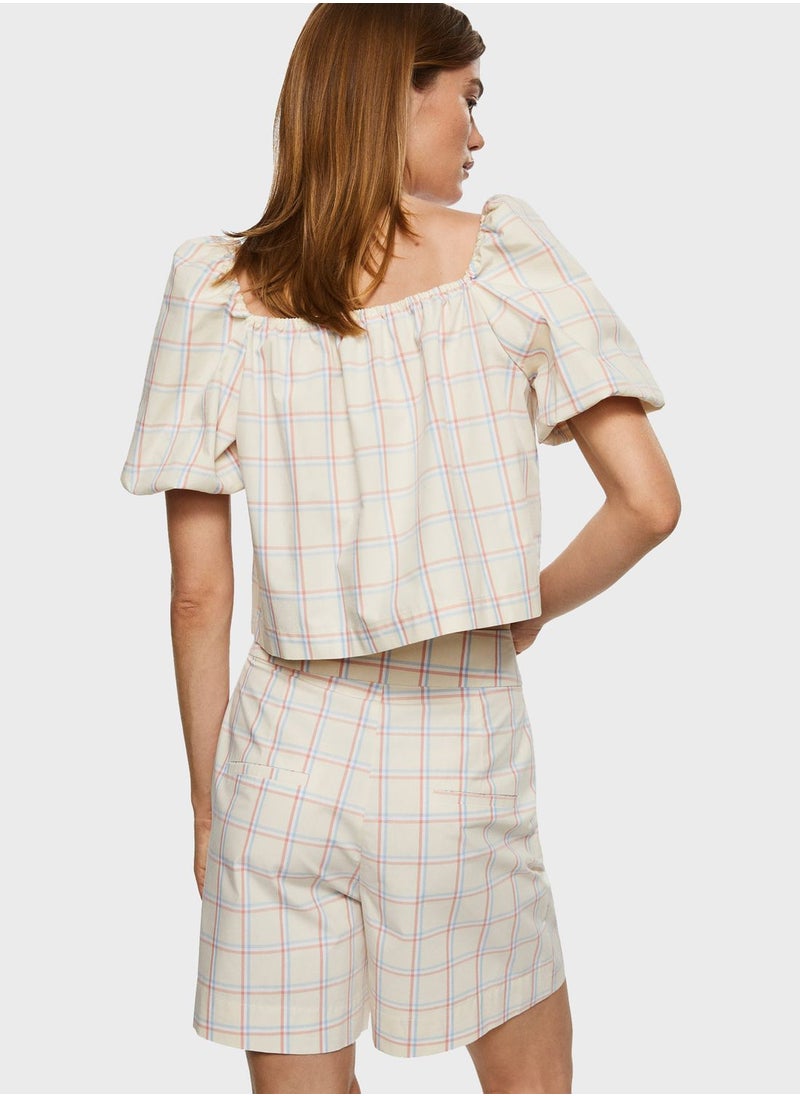 MANGO - Puff Sleeve Square Neck Top - Image 1