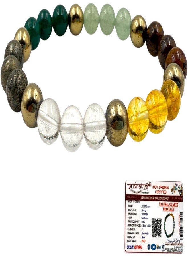 Rudratva Dhan Yog Bracelets | Attracts Wealth & Financial Prosperity | Pyrite, Citrine & Green Aventurine Crystal Bracelet | Astrology Dhanyog Bracelet for Men & Women | 8mm Beads with Certificate of Authenticity - Image 1
