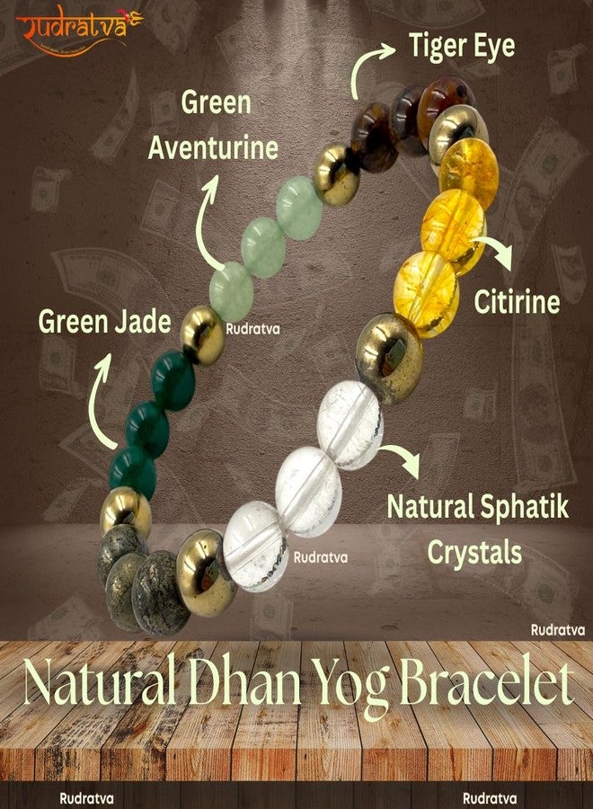 Rudratva Dhan Yog Bracelets | Attracts Wealth & Financial Prosperity | Pyrite, Citrine & Green Aventurine Crystal Bracelet | Astrology Dhanyog Bracelet for Men & Women | 8mm Beads with Certificate of Authenticity - Image 3
