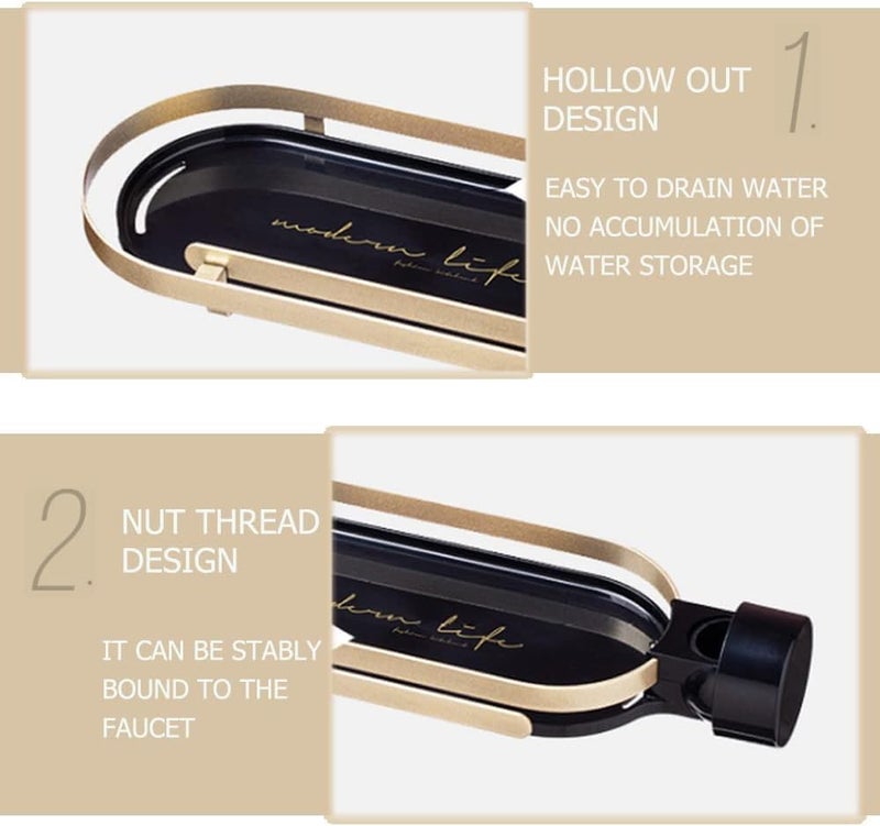 Zorzel Zorzel Kitchen Faucet Sponge Holder Handy PunchFree Kitchen Bathroom Sink Caddy Organizer for Sponge Shampoo Soap Shelf Holder Simple Install Faucet Storage Caddy Save Space Rack Multicolor - Image 3