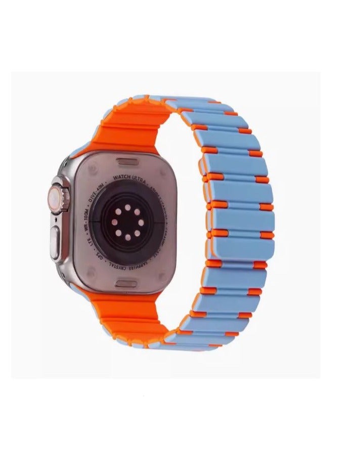 Contrast Color Silicone Rubber Integrated Watch Band Strap for Apple Watch Compatible with 42mm 44mm 45mm 49mm