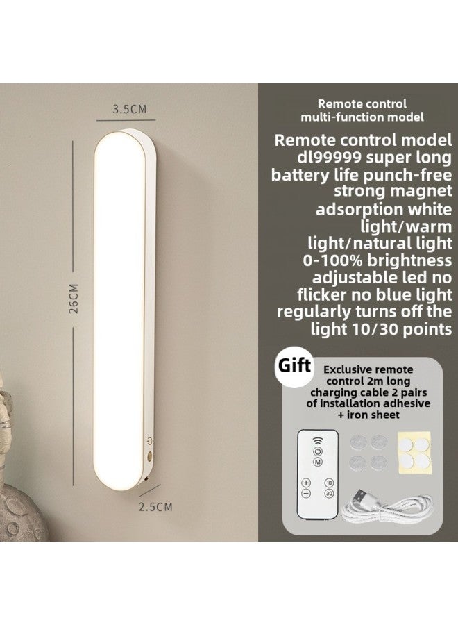 Eye-protection Led Desk Lamp Suction Bedroom Bedside Usb Charging Magnetic Cool Dormitory Student Lamp Tube Light-Specifications:Charging + Remote Control [18650 Battery Life Charging Plug Dual-use + Dimming Color]]  - Image 1