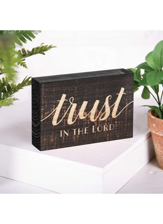 P. Graham Dunn - P. Graham Dunn Trust in The Lord Script Design Grey 5 x 3.5 Inch Solid Pine Wood Barnhouse Block Sign - Image 1