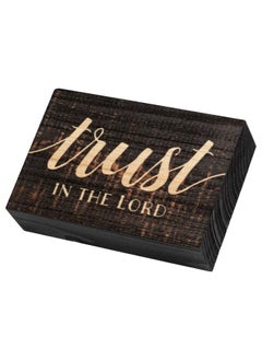 P. Graham Dunn P. Graham Dunn Trust in The Lord Script Design Grey 5 x 3.5 Inch Solid Pine Wood Barnhouse Block Sign  - Image 4