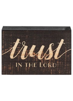 P. Graham Dunn P. Graham Dunn Trust in The Lord Script Design Grey 5 x 3.5 Inch Solid Pine Wood Barnhouse Block Sign  - Image 1