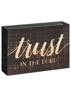P. Graham Dunn P. Graham Dunn Trust in The Lord Script Design Grey 5 x 3.5 Inch Solid Pine Wood Barnhouse Block Sign  - Image 3