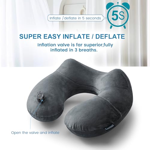 Keemall Inflatable Travel Pillows for Airplanes, Easy Blow Up Inflatable Travel Neck Pillows for Air Travel Sleeping Long Flight, Comfort Travel Air Pillows for Car Train Office Nap Camping - Image 3