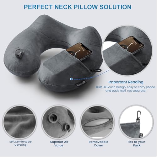 Keemall Inflatable Travel Pillows for Airplanes, Easy Blow Up Inflatable Travel Neck Pillows for Air Travel Sleeping Long Flight, Comfort Travel Air Pillows for Car Train Office Nap Camping - Image 5