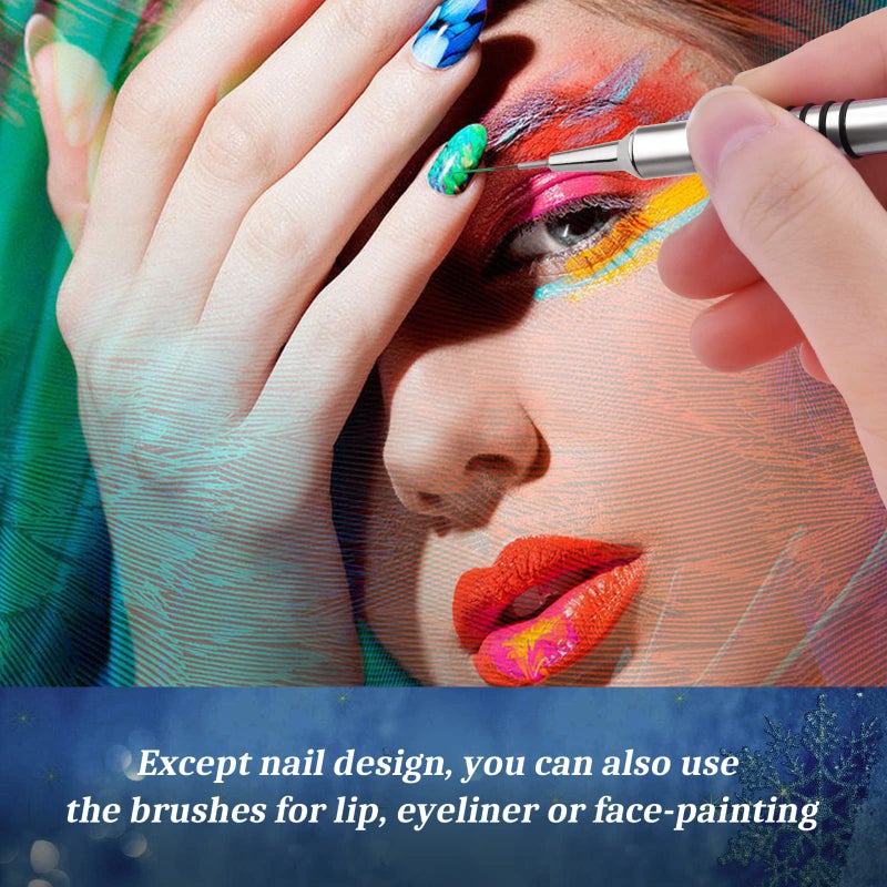 Giifnonnt Nail Art Liner Brushes Set, 6Pcs Nail Art Design Brush Striping Thin Long Lines Dotting Drawing Pen, UV Gel Polish Painting Metal Handle Striper Brushes Size 5/7/9/11/20/25mm - Image 5