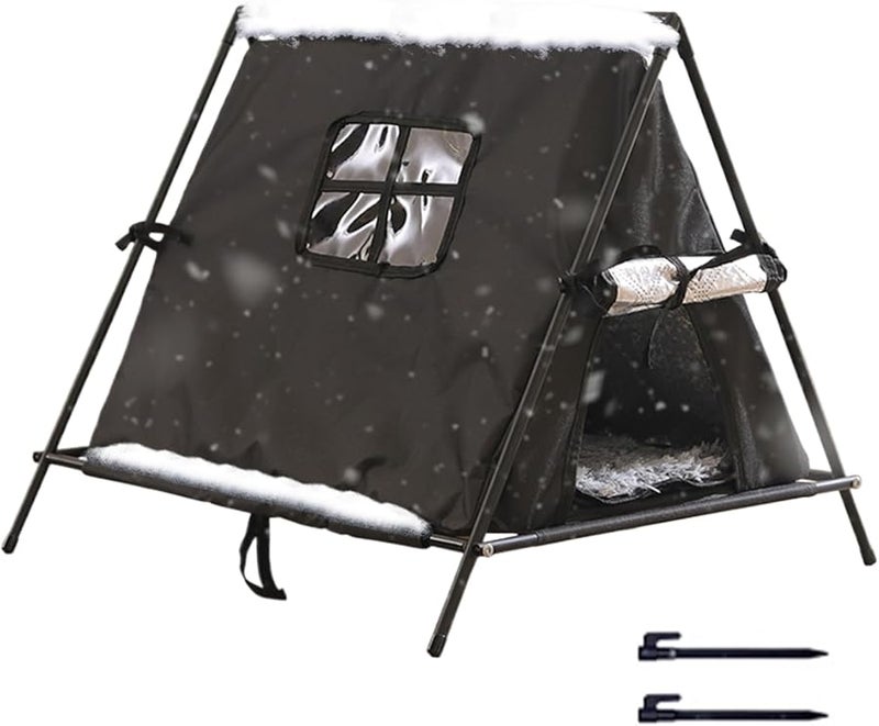 Black Small Outdoor Cat House Insulated Waterproof Kennel For Winter Shelter - Image 2