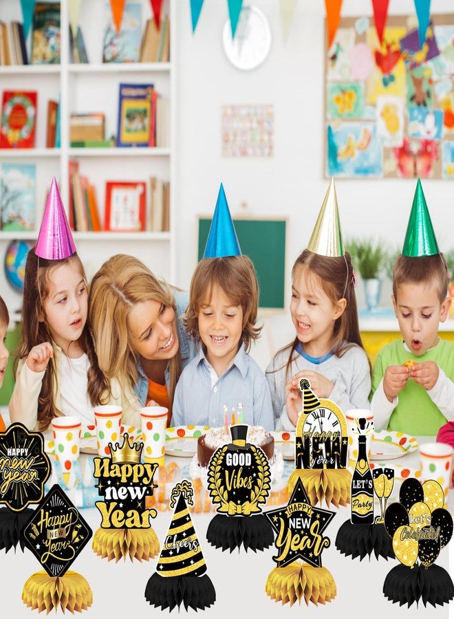Qpout 9pcs New Year Eve Honeycomb Centerpieces Table Decorations 2026 Happy New Year Theme Table Toppers New Years Eve Table Centerpieces Celebrate New Years Eve Theme Party Supplies - Image 5