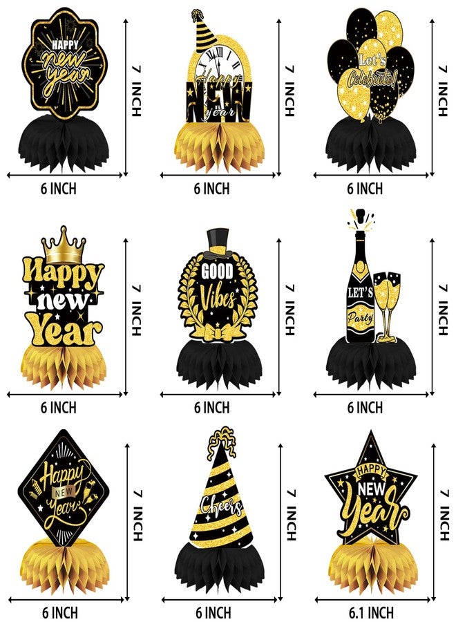 Qpout 9pcs New Year Eve Honeycomb Centerpieces Table Decorations 2026 Happy New Year Theme Table Toppers New Years Eve Table Centerpieces Celebrate New Years Eve Theme Party Supplies - Image 2