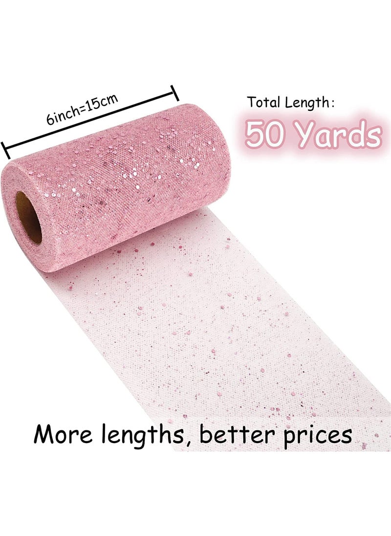 SYOSI Gold Glitter Tulle Fabric Rolls 6 Inch 25 Yards(22.86M) Sequin Sparkling Ribbon Spool Netting for Wedding, Tutu Skirt, Gift Wrapping, Party Decoration  - Image 3