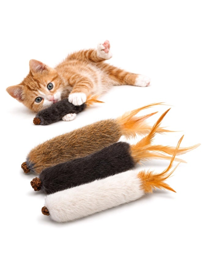 Arabest Rabbit Fur Cat Toys with Catnip & Silvervine Gall Fruit Natural Interactive Chew and Kicker Toys for Indoor Cats and Kittens, Helps Clean Teeth, Relieve Boredom and Promote Exercise(3 PCS) - Image 1