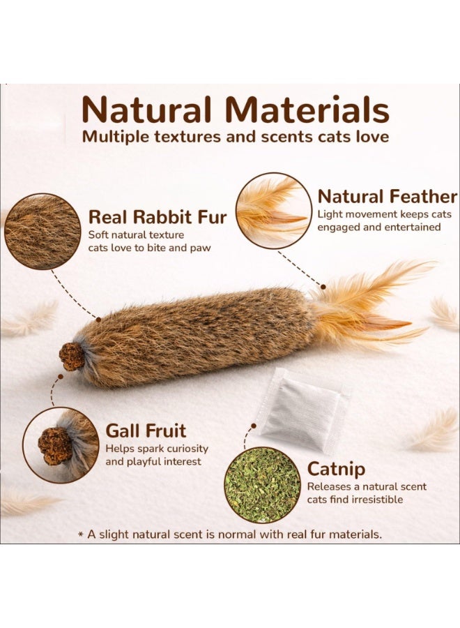 Arabest Rabbit Fur Cat Toys with Catnip & Silvervine Gall Fruit Natural Interactive Chew and Kicker Toys for Indoor Cats and Kittens, Helps Clean Teeth, Relieve Boredom and Promote Exercise(3 PCS) - Image 5