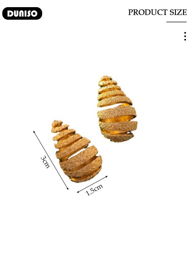 DUNISO Conch Shape Earrings for Women's, Fashionable Lightweight Earrings, Spiral Design Earrings, Pendant Earrings, Dainty Gold Earrings, Hypoallergenic Earrings for Women Girls - Image 4