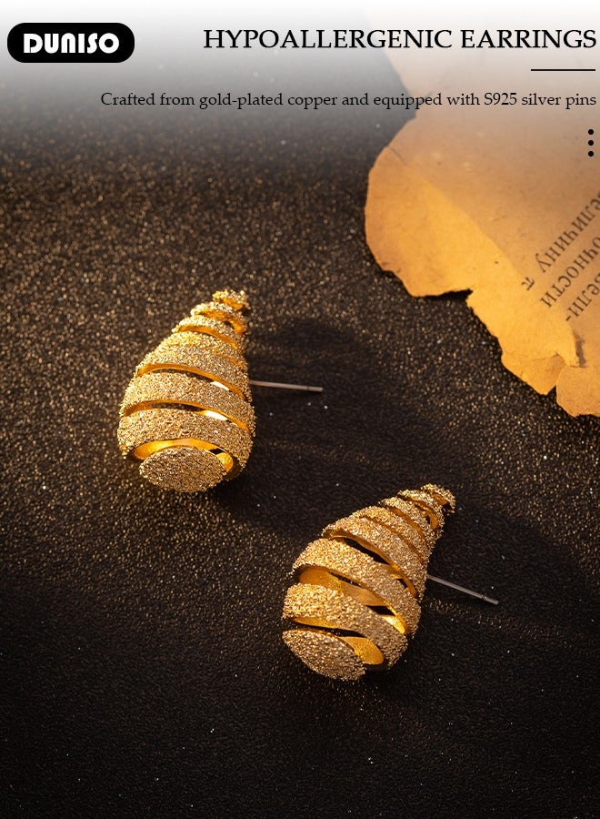 DUNISO Conch Shape Earrings for Women's, Fashionable Lightweight Earrings, Spiral Design Earrings, Pendant Earrings, Dainty Gold Earrings, Hypoallergenic Earrings for Women Girls - Image 5