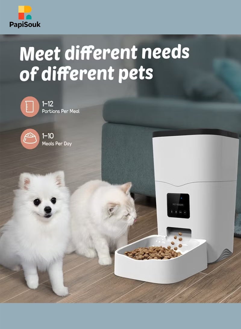 PapiSouk Pet Feeder, Smart Pet Food Dispenser with App Control Portion Control&Timer Setting, Auto Dog Feeder 1-10 Meals, Voice Record, Small & Medium Pets, BPA-Free, 2.4G Wi-Fi ONLY, 3L/13cup - Image 5