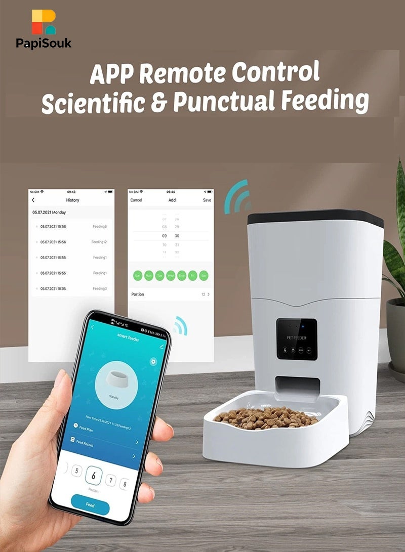 PapiSouk Pet Feeder, Smart Pet Food Dispenser with App Control Portion Control&Timer Setting, Auto Dog Feeder 1-10 Meals, Voice Record, Small & Medium Pets, BPA-Free, 2.4G Wi-Fi ONLY, 3L/13cup - Image 2