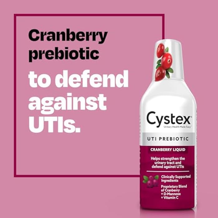 Cystex Cranberry Urinary Health Supplement Liquid - D-Mannose, Prebiotic, & Vitamin C for Urinary Tract & Bladder Support - Daily Urinary Wellness for Women & Men, Sugar-Free - 7.6 fl oz (2 Pack) - Image 3
