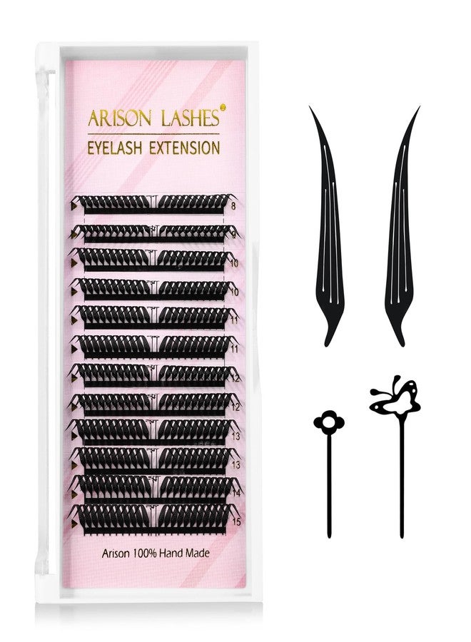 Arison Lashes Premade Fan Anime Lashes Fans False Eyelash Russian Extension Volume Fluff Natural Cat Eye Lashes(Slant Fan-D-8-15Mix) - Image 1