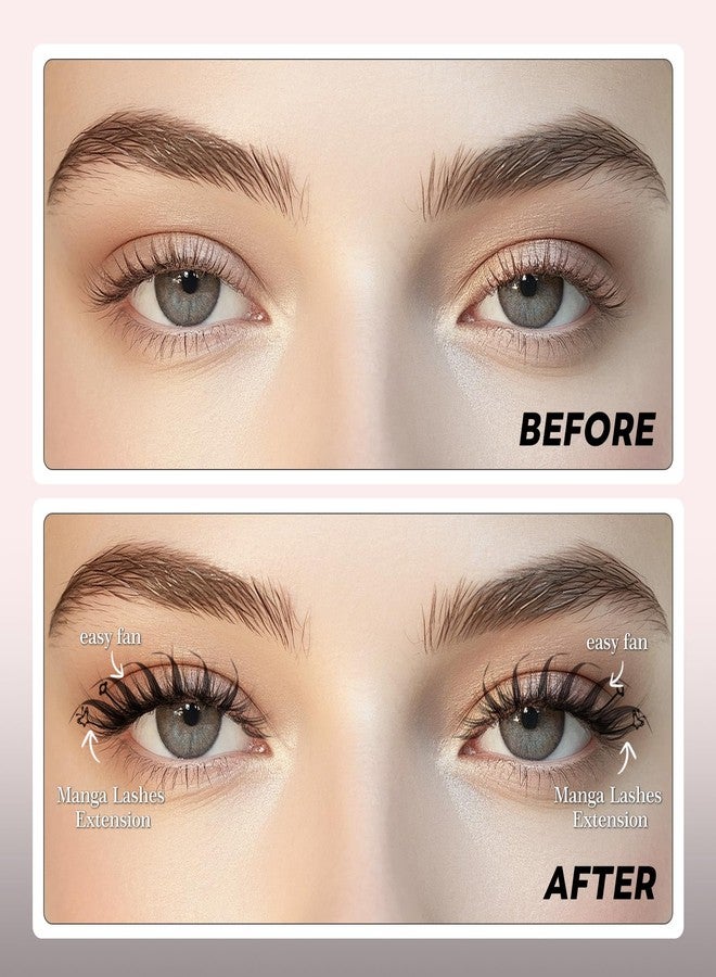 Arison Lashes Premade Fan Anime Lashes Fans False Eyelash Russian Extension Volume Fluff Natural Cat Eye Lashes(Slant Fan-D-8-15Mix) - Image 5