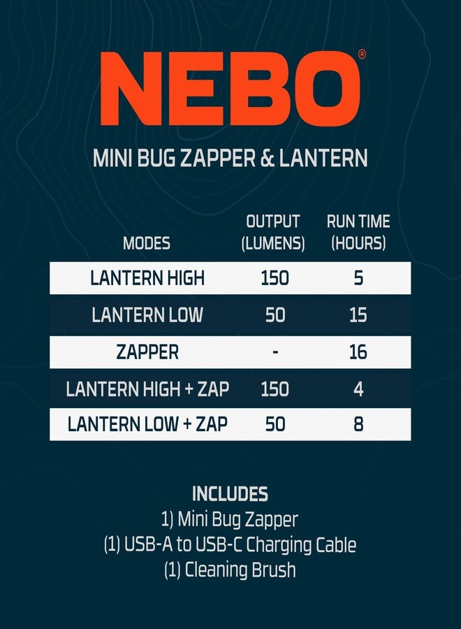 NEBO Mini Bug Zapper & Lantern with Dual Band UV Light Zaps Insects by The Powerful 700-volt Electrical Grid, Easily Fits in Backpack for Hiking, Camping, Hunting and Fishing - Image 5