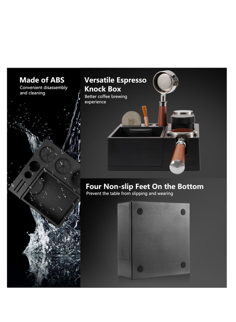 SOLARAE Espresso Knock Box, Espresso Coffee Organizer Box Fit for Storage 51, 54, 58MM Espresso Tamper, Distributor, Portafilter & Puck Screen Accessories, Plastic Station Base, Multifunctional Design (Black) - Image 5