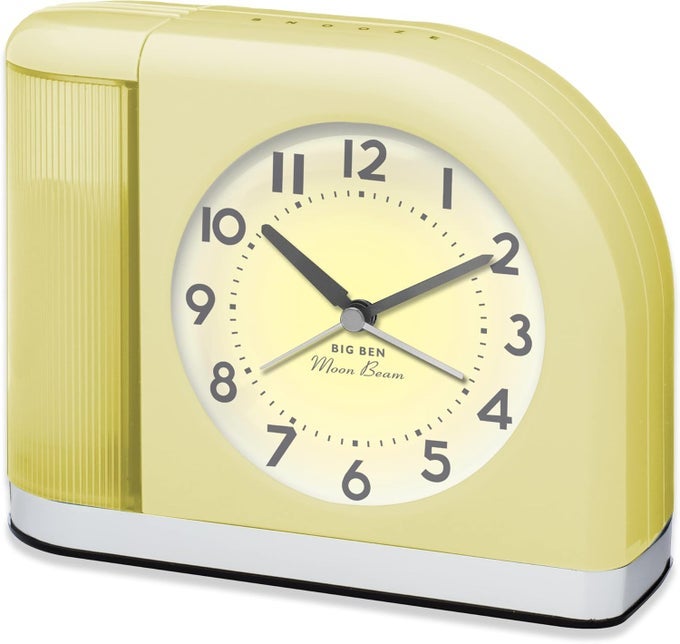 BIG BEN MOON BEAM QUARTZ ANALOG ALARM CLOCK YELLOW WITH USB 44000Y