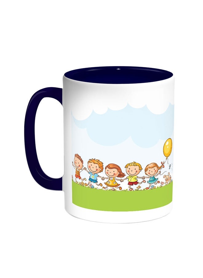 RYN Happy Eid Printed Coffee Mug Blue/White 11ounce