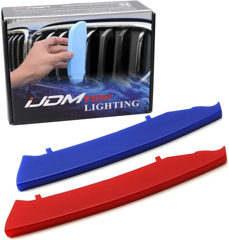 iJDMTOY Exact Fit ///M-Colored Grille Insert Trims Compatible With 2006-2008 BMW E90/E91 Pre-LCI 3 Series w/12-Beam Grill ONLY Heavy load resistant - Image 1