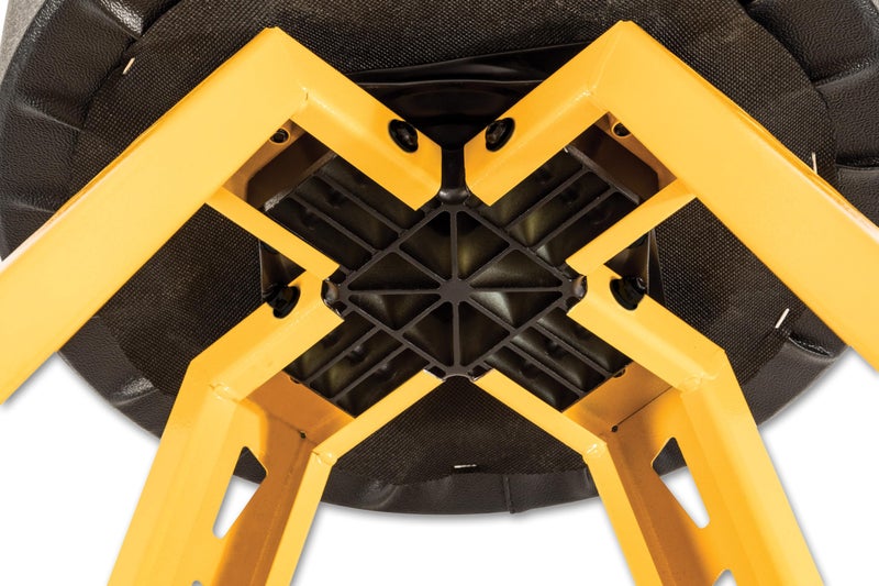 DEWALT كرسي معدني ثقيل من DEWALT للمرآب وورشة العمل، مقعد دوار 360 درجة، صينية تخزين، مقعد مبطن مقاوم للتمزق، إطار فولاذي، طلاء مسحوق صناعي - Image 4