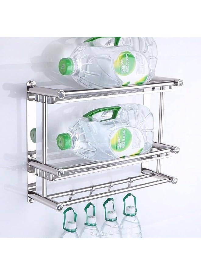 Raxoom Lavatory Towel Rack 2-Tier with Two Towel Bars, Stainless Steel Lavatory Bath Towel Shelf Wall Mount Towel Holder No Drilling, Heavy Duty Bathroom Shelf Shower Caddy Rustproof, 15.7in/40cm - Image 4