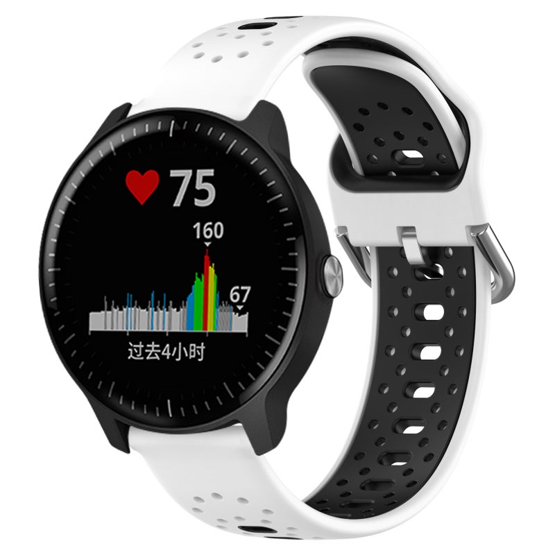 S-TOP For Garmin Vivoactive3 Music 20mm Breathable Two-Color Silicone Watch Band(White+Black) - Image 1