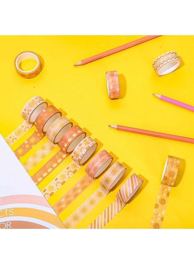 Whaline 12 Rolls Boho Sun Washi Tape Boho Hippie Rainbow Sunshine Washi Tape Assorted Masking Decorative Tape For Scrapbook Journal Diy Art Craft Gift Wrapping Supplies - Image 5