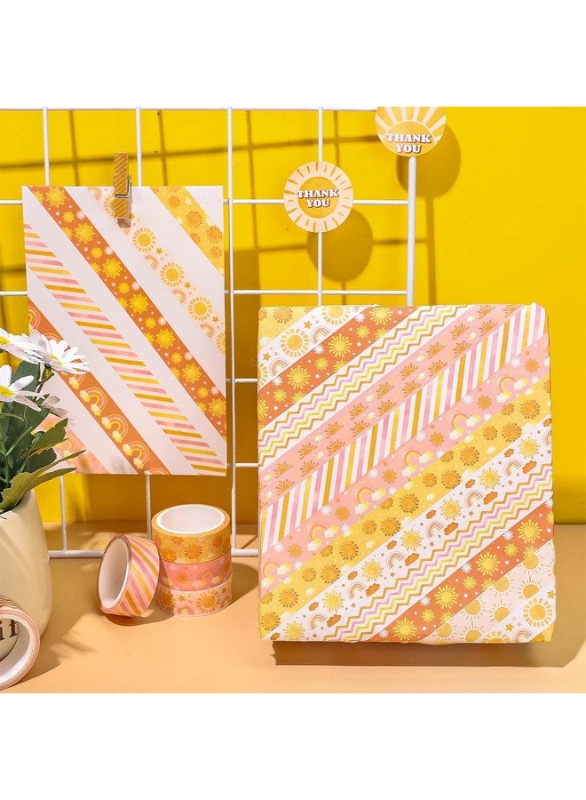 Whaline 12 Rolls Boho Sun Washi Tape Boho Hippie Rainbow Sunshine Washi Tape Assorted Masking Decorative Tape For Scrapbook Journal Diy Art Craft Gift Wrapping Supplies - Image 4