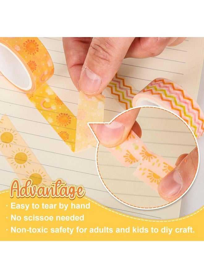 Whaline 12 Rolls Boho Sun Washi Tape Boho Hippie Rainbow Sunshine Washi Tape Assorted Masking Decorative Tape For Scrapbook Journal Diy Art Craft Gift Wrapping Supplies - Image 3