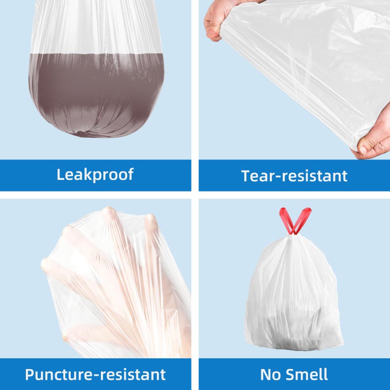 KdbK 13.2 Gallon Tall Kitchen Drawstring Trash Bags, 120 Count Pre-separated Garbage Bags, Unscented, Leak Proof, Waste Bag for Kitchen, Office, Home - Image 4
