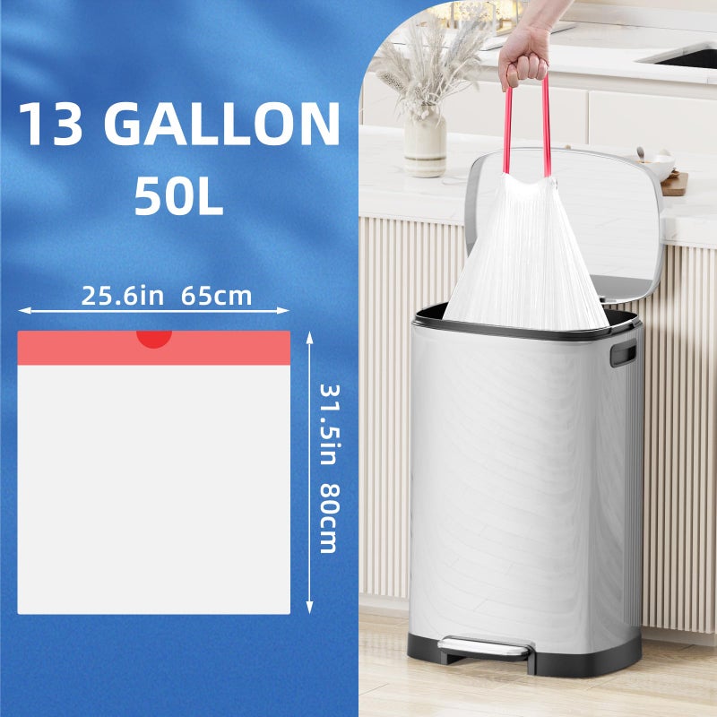 KdbK 13.2 Gallon Tall Kitchen Drawstring Trash Bags, 120 Count Pre-separated Garbage Bags, Unscented, Leak Proof, Waste Bag for Kitchen, Office, Home - Image 3