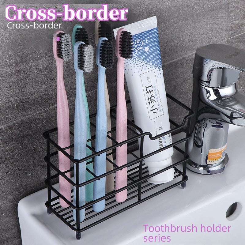 Electric Toothbrush Holder 4 Blocks Black Stainless Steel - No-Drill Installation Bathroom Storage Rack for Bathroom Countertop Organization - Image 2