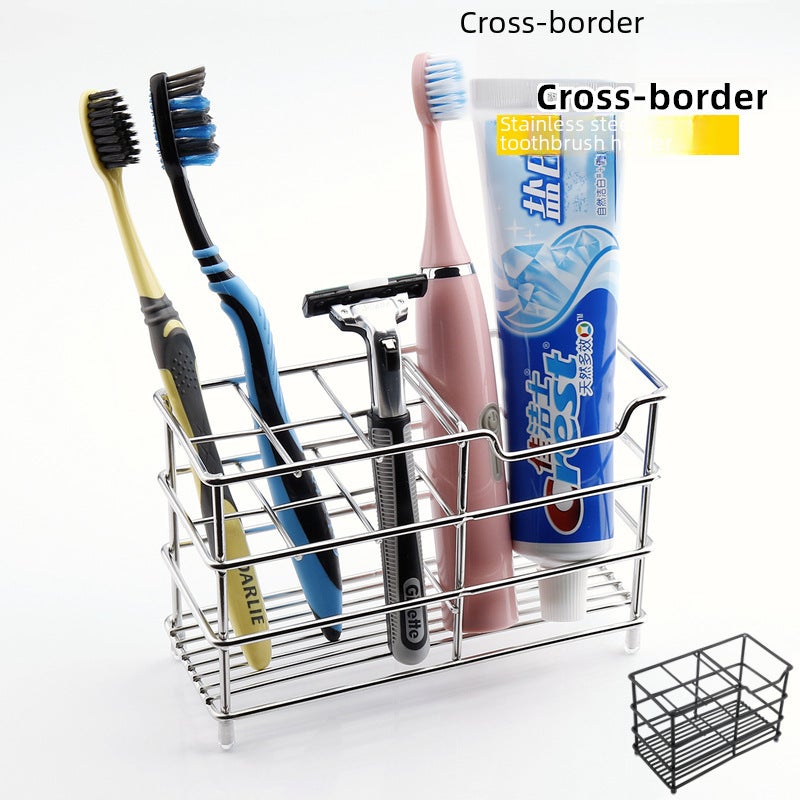 Electric Toothbrush Holder 4 Blocks Black Stainless Steel - No-Drill Installation Bathroom Storage Rack for Bathroom Countertop Organization - Image 3