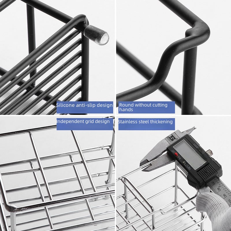 Electric Toothbrush Holder 4 Blocks Black Stainless Steel - No-Drill Installation Bathroom Storage Rack for Bathroom Countertop Organization - Image 4