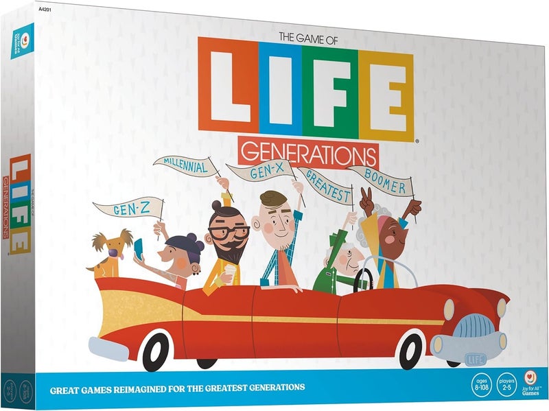 Joy for All The Game of Life Generations Board Games for Seniors New Generational Spaces Big Easy to Read Action Cards for Older Adults with Low Vision Memory Game Log Activity for Elderly