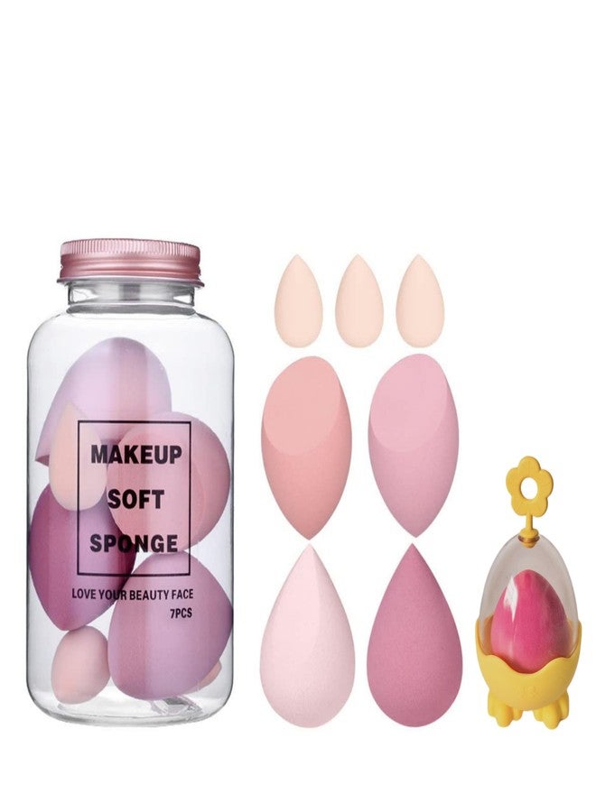 MEPOINT 7 Pcs Multi-color Makeup Sponge Set with Sponge Holder Foundation Blending Beauty Blender, Flawless for Liquid Creams and Powders - Image 1