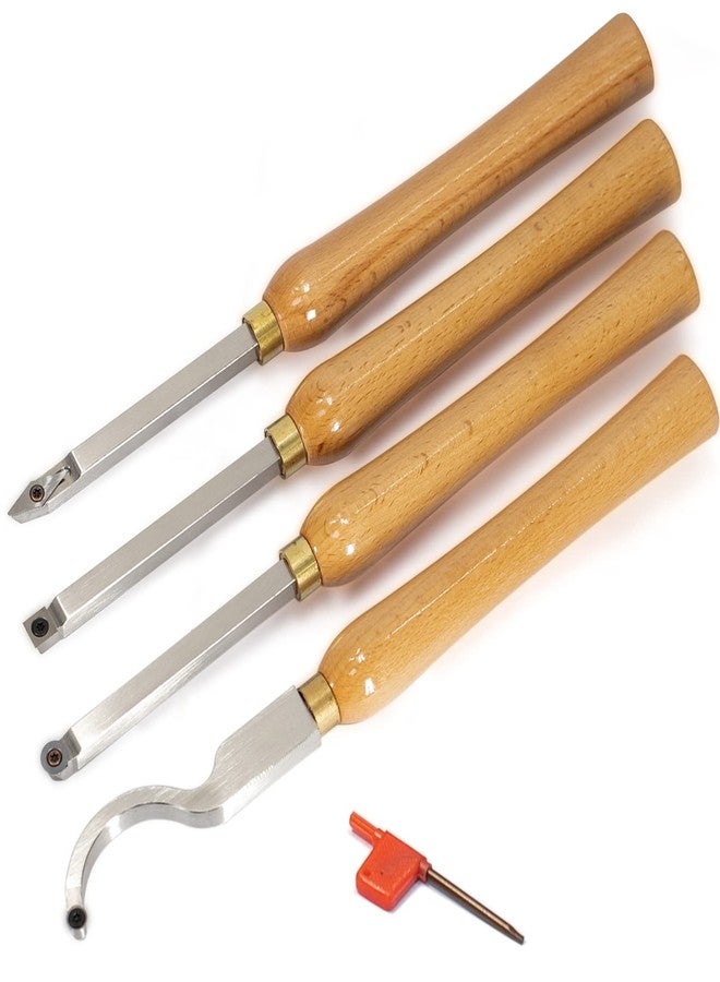 Asieg Tool 4pcs Mini Carbide Tipped Wood Lathe Turning tools Combo set Rougher Detailer Finisher Hollower with Wood Handle and Diamond Round Square Carbide Inserts - Image 2