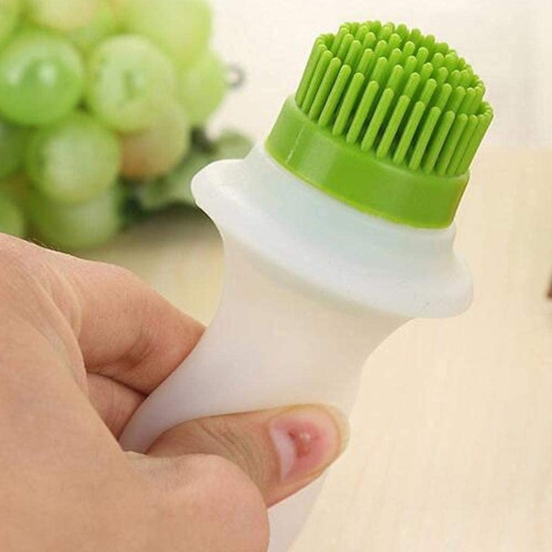 AMULAKH Silicone Heat Resistant Chefs basting Oil Brush with Bottle for Barbeque GrillingBaking Roasting Frying Cooking Oil Dispenser Set for Home Kitchen Green - Image 2