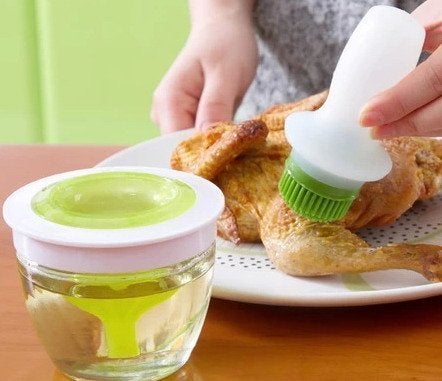 AMULAKH Silicone Heat Resistant Chefs basting Oil Brush with Bottle for Barbeque GrillingBaking Roasting Frying Cooking Oil Dispenser Set for Home Kitchen Green - Image 5